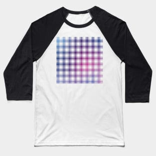 Plaid Pattern in Cool Blue Purple and Pink Gradient Baseball T-Shirt